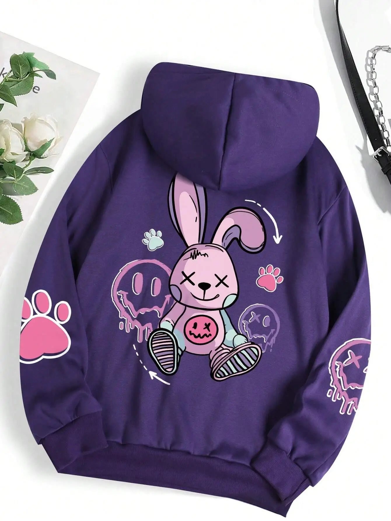 Cartoon Bunny Oversize Hoodie – Women’s Streetwear - 3KDyn