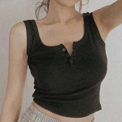 Ribbed Button Down Sleeveless Tank Top for Women – Casual Summer Blouse - 3KDyn