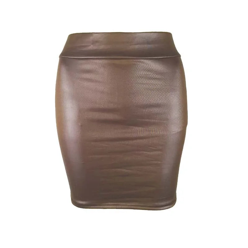 Women’s faux leather high-waist pencil mini skirt | 3KDyn