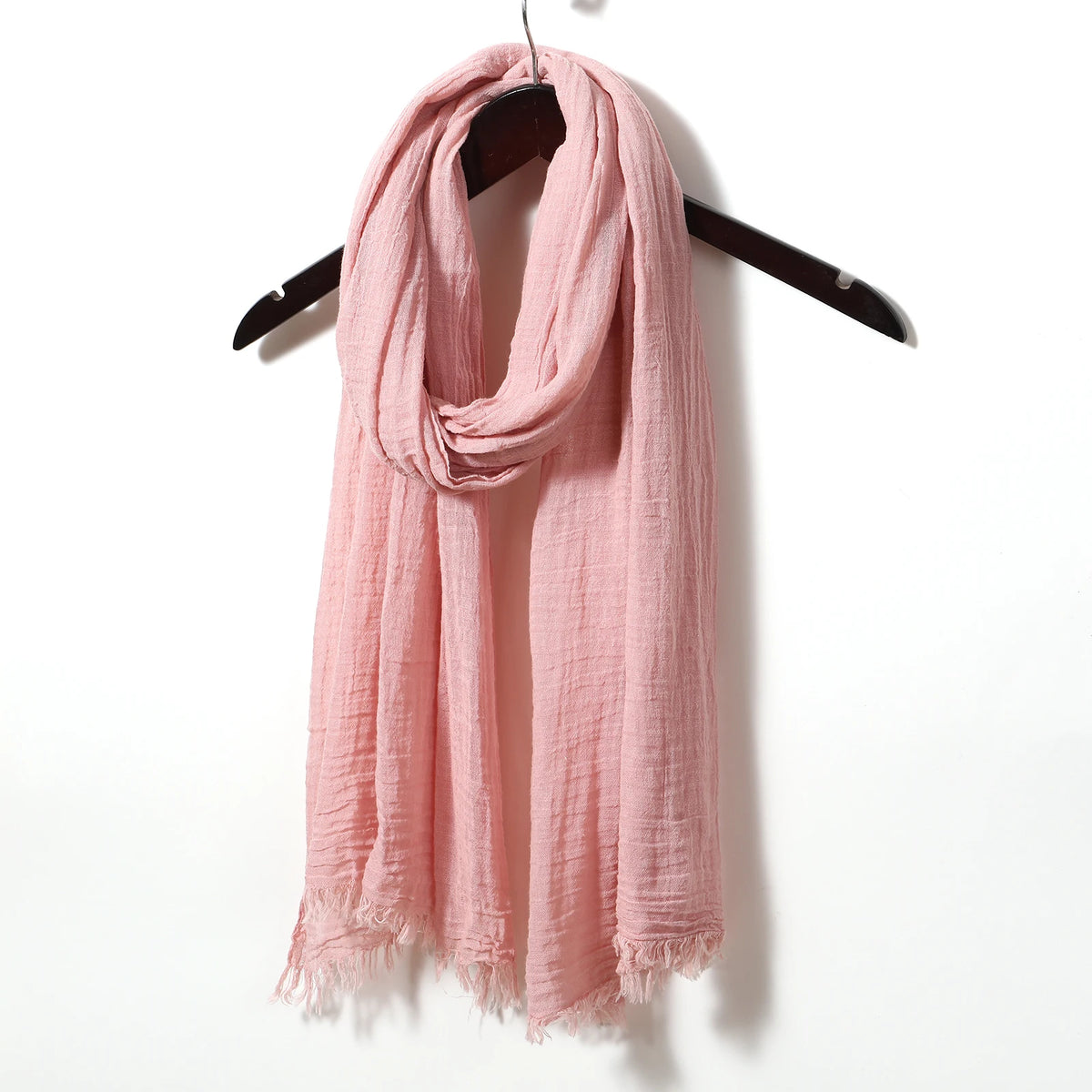 Unisex cotton-linen long scarf in solid color