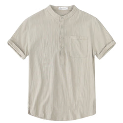 Summer New Men's Short-Sleeved T-shirt Cotton and Linen Led Casual Men's T-shirt Shirt Male  Breathable S-3XL - 3KDyn