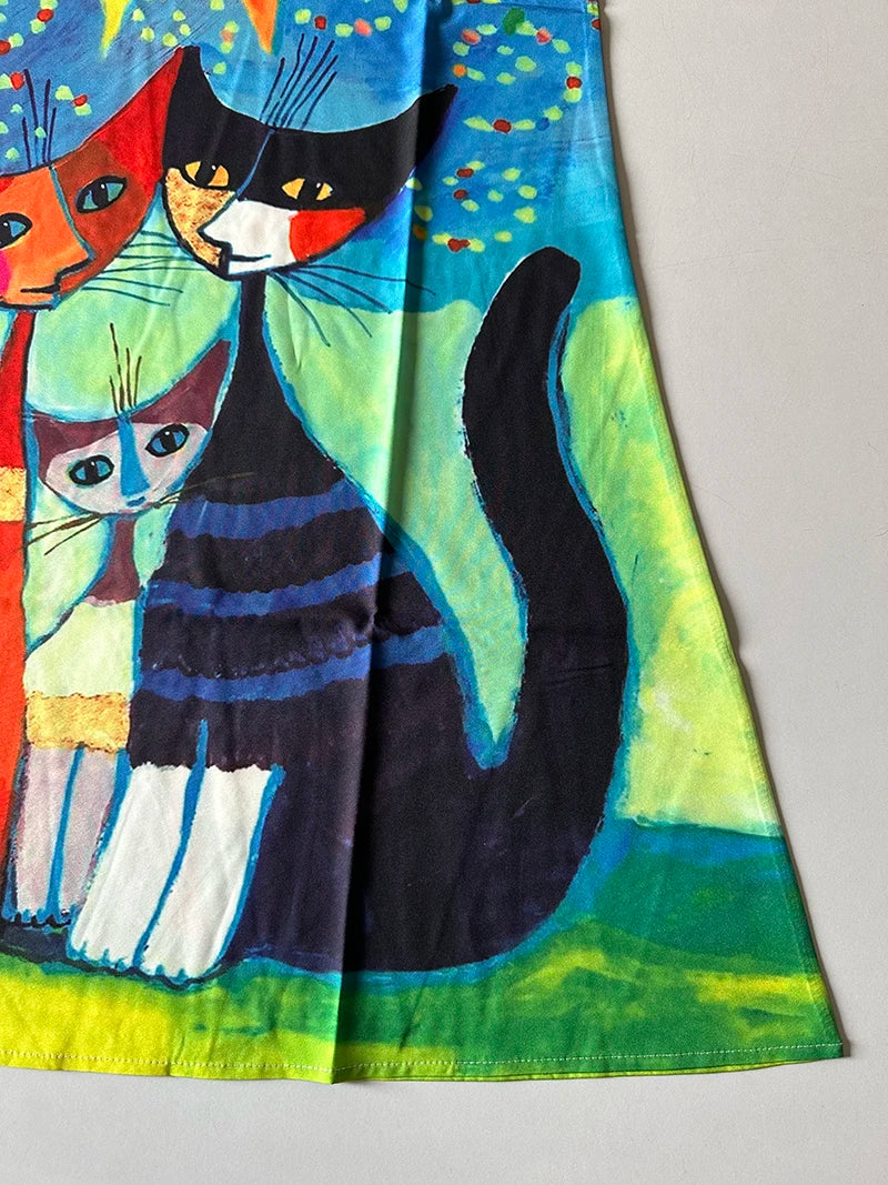 European and American Cross Border Women's New Dress V-neck Sleeveless Sexy Printed Large Hem Foreign Trade Dress - 3KDyn