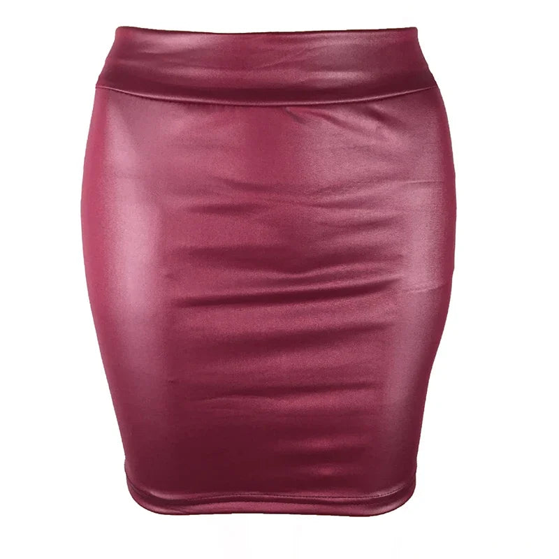 Women’s faux leather high-waist pencil mini skirt | 3KDyn