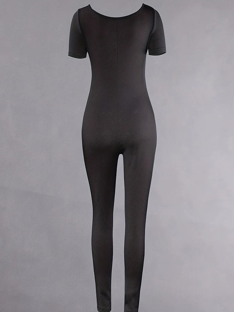 Women’s Short Sleeve Bodycon Jumpsuit – S–2XL, 7 Colors - 3KDyn