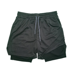 Men's Double Layer Fitness Shorts Drawstring Mesh Lining Elastic Waist Breathable Quick Dry to Beach Pool Summer Male - 3KDyn