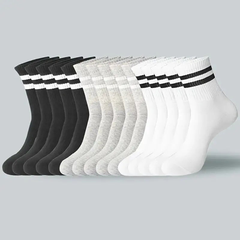 Men's Crew Socks (6–20 Pairs) – Breathable Sport - 3KDyn