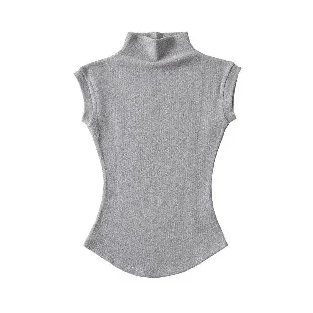 Women's Sleeveless Turtleneck Tank Top – Stretchy Slim Fit Mock Neck - 3KDyn
