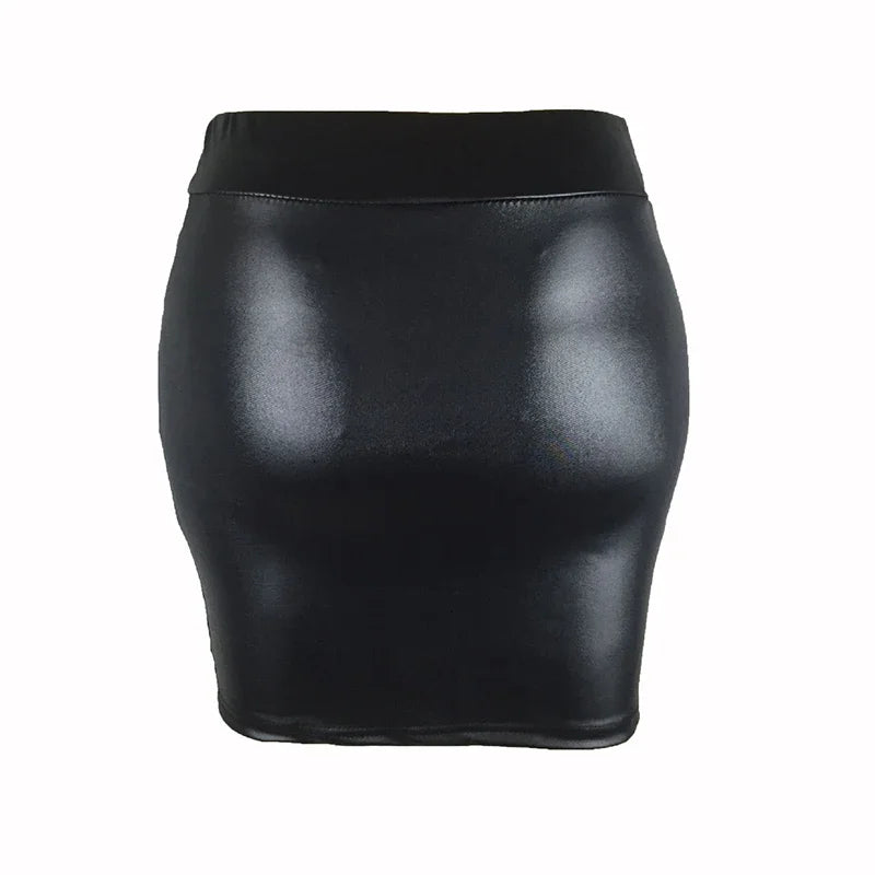 Women’s faux leather high-waist pencil mini skirt – black | 3KDyn