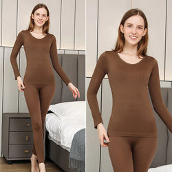 Warm Thermal Underwear Sexy Ladies Intimates Long Johns Women Shaped Sets Female Middle Collar Thermal Shaping Clothes - 3KDyn