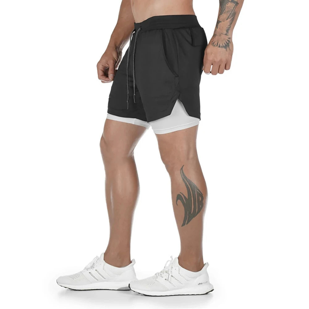 Men Running Shorts 2 In 1 Double-deck Sport Shorts Sportswear Gym Fitness Short Pants Training Jogging Bottom Men's Clothing - 3KDyn