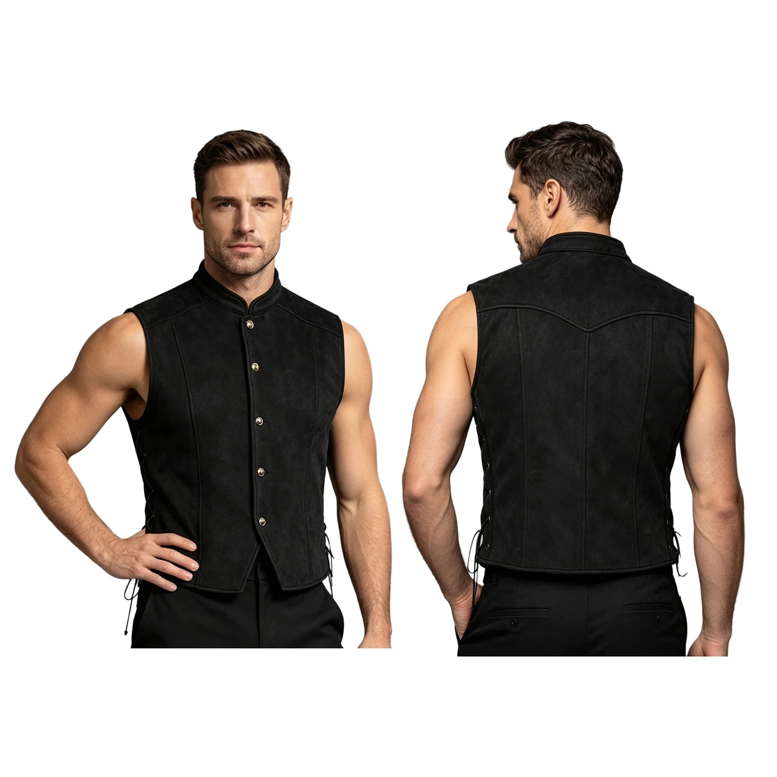 Men’s medieval pirate Viking costume vest – product detail 25
