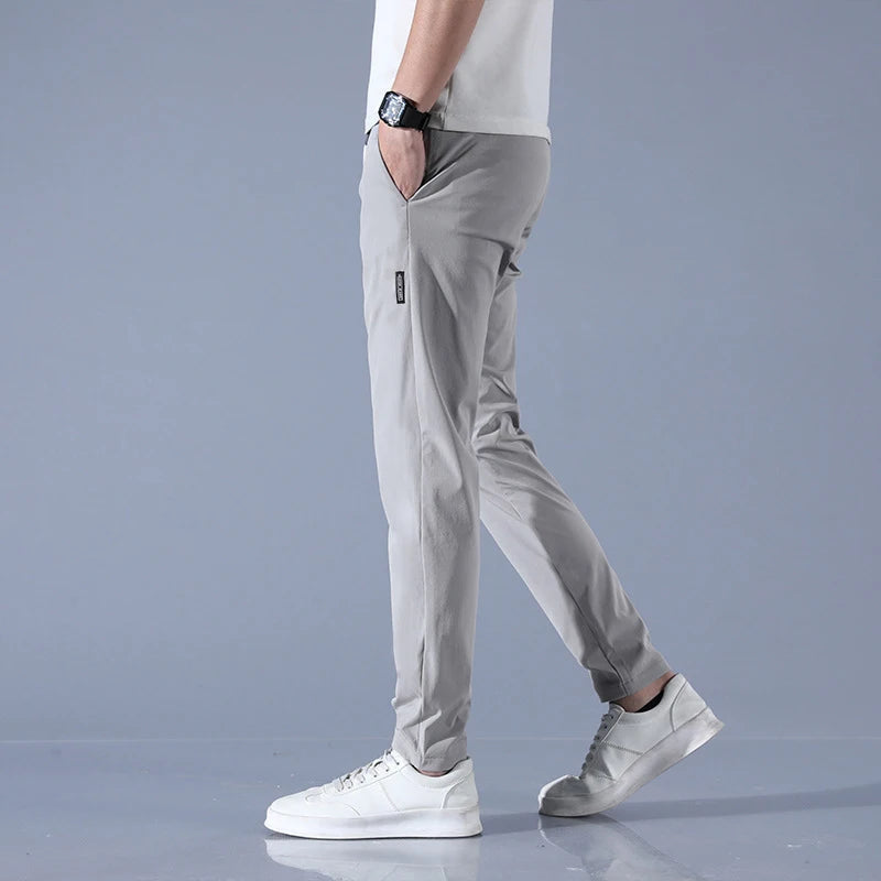 Men’s Lightweight Summer Pants – Breathable Ice Silk, Casual Fit, Elastic Waist - 3KDyn