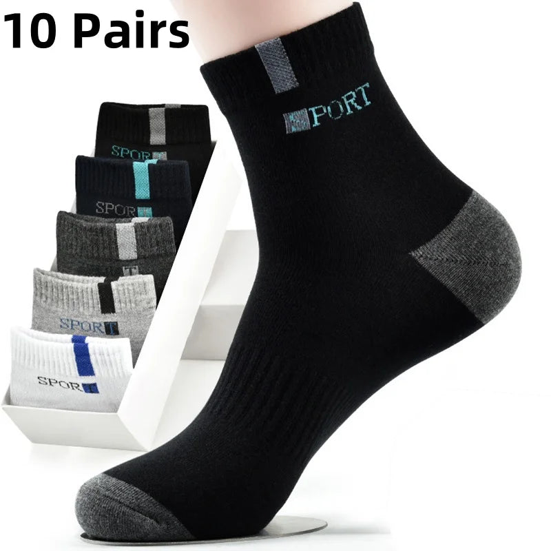 5/10 Pairs Men’s Bamboo Fiber Sports Socks – Breathable Cotton Crew Socks - 3KDyn