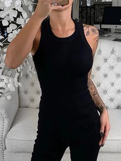 Elastic Ribbed Summer Tank Top – Women’s Casual Lace Detail - 3KDyn
