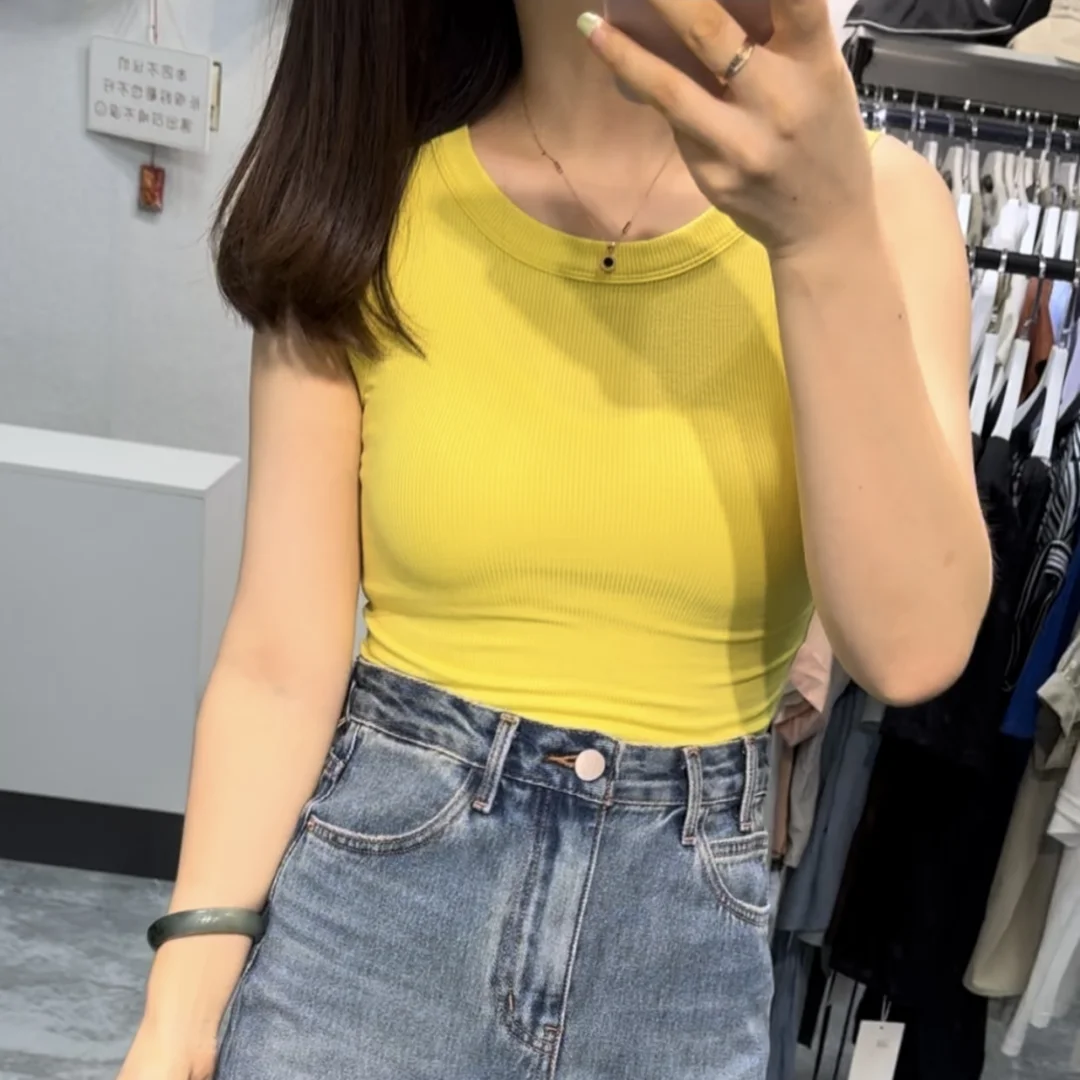 Ribbed Crop Tank Top - Sleeveless U-Neck Solid Summer Vest - 3KDyn