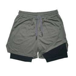 Men's Double Layer Fitness Shorts Drawstring Mesh Lining Elastic Waist Breathable Quick Dry to Beach Pool Summer Male - 3KDyn
