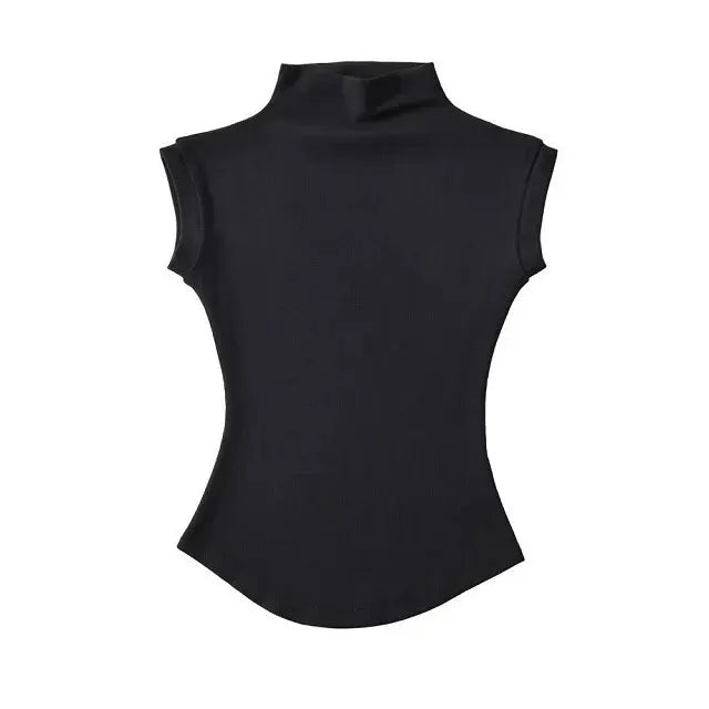 Women's Sleeveless Turtleneck Tank Top – Stretchy Slim Fit Mock Neck - 3KDyn