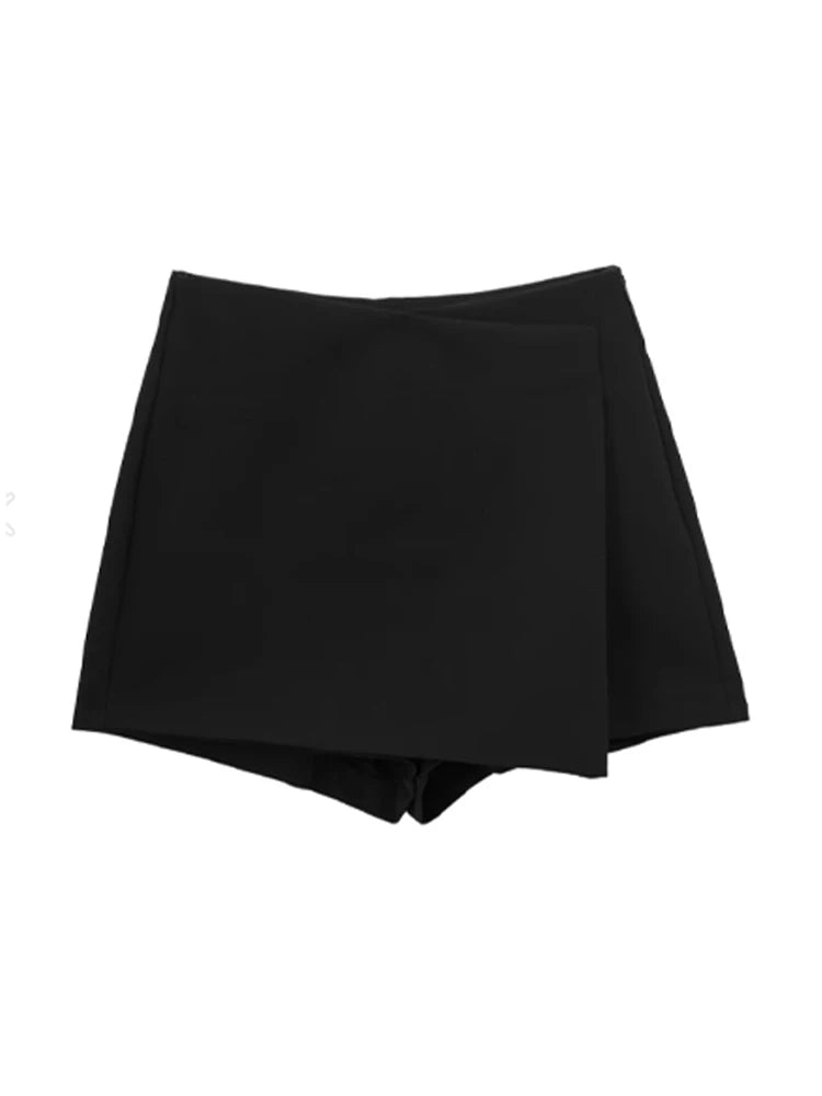 TRZA Women Fashion Pareo Style Asymmetric Shorts Skirts Vintage High Waist Side Zipper Female Skort Mujer - 3KDyn