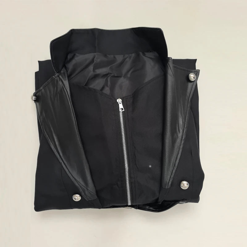 Gothic Halloween steampunk outfit with long coat and mask for men