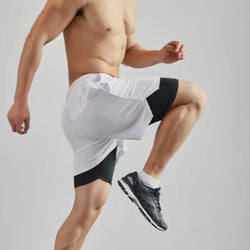 Men's Two-in-one Sports Shorts Breathable Casual Quick-drying Double-layer Shorts Summer Running Sportswear Bottoms M-3XL - 3KDyn
