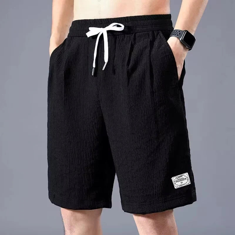 Lce Silk Shorts Men's Thin Sports Cropped Pants Loose Straight Leg Cool Breathable New Fashion Trend Casual XL-XXXL - 3KDyn