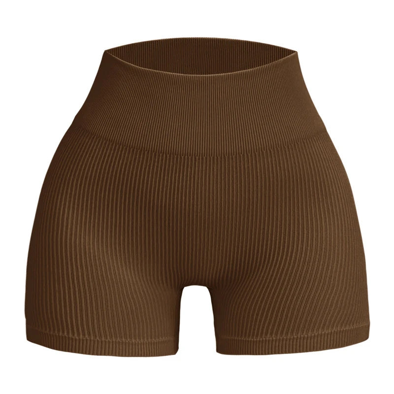 Seamless Gym Sexy Shorts Woman Summer Sport Fitness Shorts Thread Striped Skinny Activewear Running Compression Shorts - 3KDyn