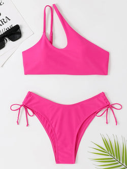 One Shoulder Bikini Set with Cut-Out Design – Sexy & Supportive Swimwear for Women - 3KDyn