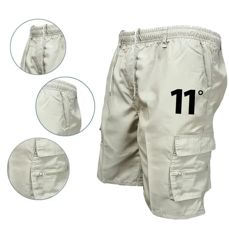 Outdoor Cargo Shorts Male Overalls Elastic Waist Cycling Shorts Multi-pockets Loose Work Shorts Beach Sport Printed Trousers - 3KDyn