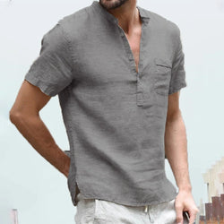 Summer New Men's Short-Sleeved T-shirt Cotton and Linen Led Casual Men's T-shirt Shirt Male  Breathable S-3XL - 3KDyn