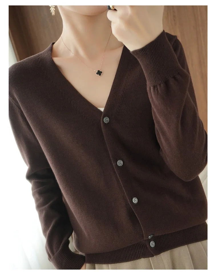 Women’s cotton V-neck button cardigan
