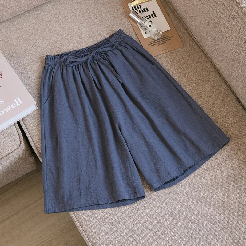 2024 Women Cotton Shorts,Summer Casual Solid Two Pockets shorts high waist loose shorts for girls Soft Cool female shorts - 3KDyn