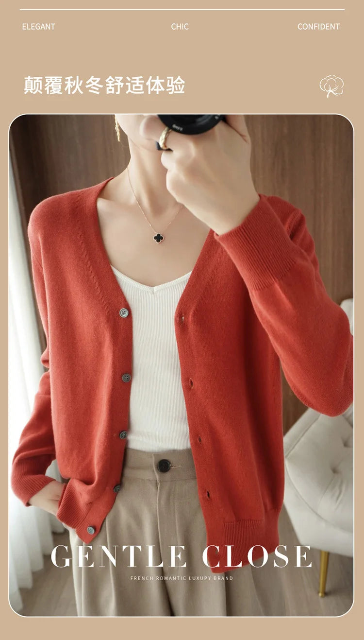 Women’s cotton V-neck button cardigan
