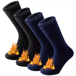 2-Pack Thermal Crew Socks (Unisex) – Fleece-Lined Winter Socks for Hiking & Skiing - 3KDyn