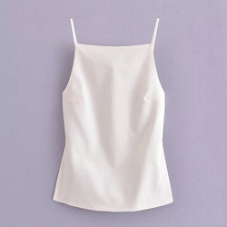 Lace-Up Ribbed Crop Cami Top – Vintage Style with Backless Design - 3KDyn