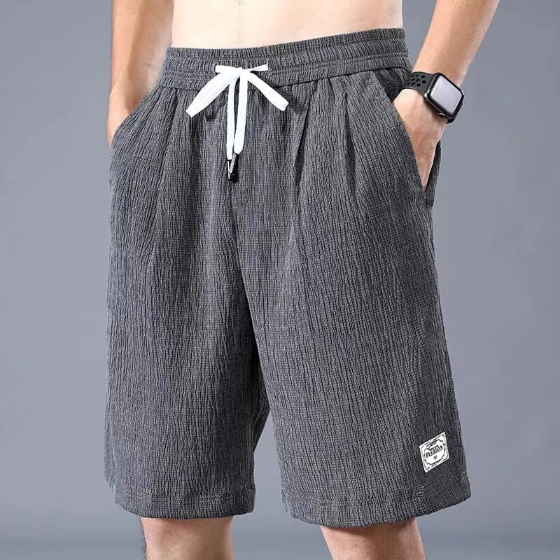 Lce Silk Shorts Men's Thin Sports Cropped Pants Loose Straight Leg Cool Breathable New Fashion Trend Casual XL-XXXL - 3KDyn