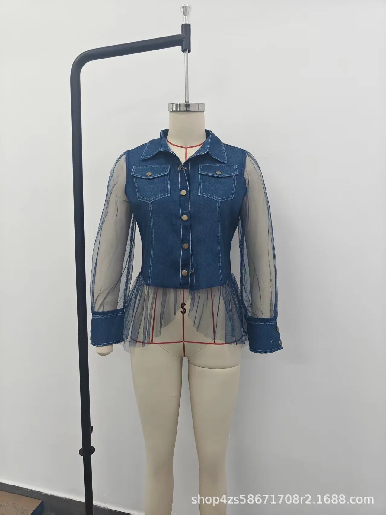Women’s Denim-Look Long Sleeve Blouse