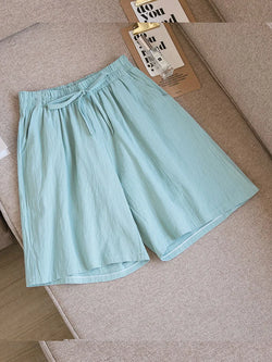 2024 Women Cotton Shorts,Summer Casual Solid Two Pockets shorts high waist loose shorts for girls Soft Cool female shorts - 3KDyn