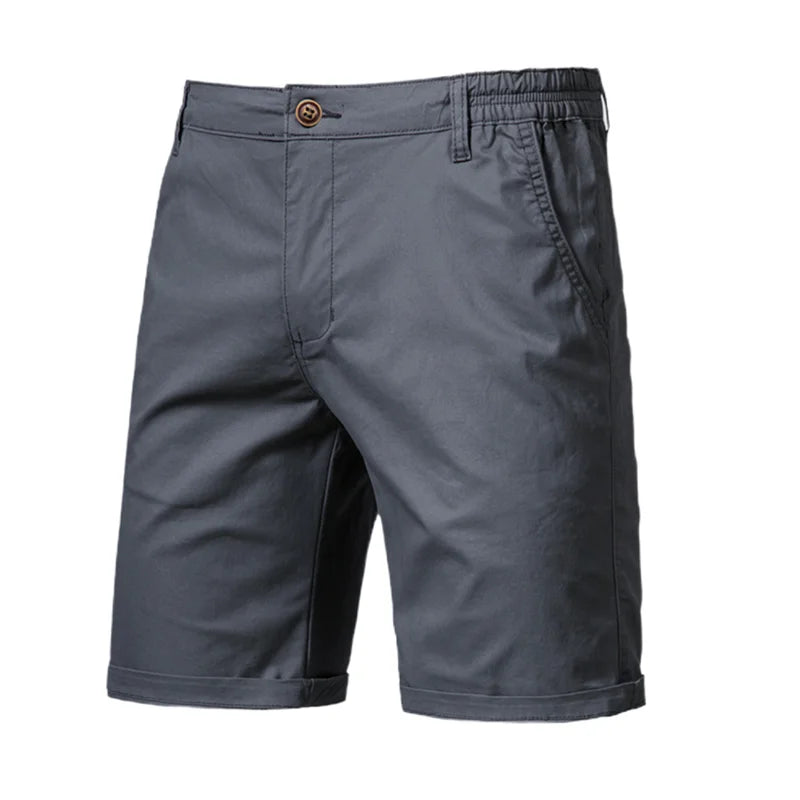 2021 New Summer 100% Cotton Solid Shorts Men High Quality Casual Business Social Elastic Waist Men Shorts 10 Colors Beach Shorts - 3KDyn