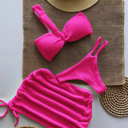 Sexy 3pieces Micro Bikini 2025 Women Swimsuit Female Swimwear Thong Bikinis Set Brazilian Beach Wear Bathing Suit Biquini - 3KDyn