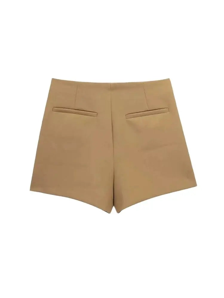 TRZA Women Fashion Pareo Style Asymmetric Shorts Skirts Vintage High Waist Side Zipper Female Skort Mujer - 3KDyn