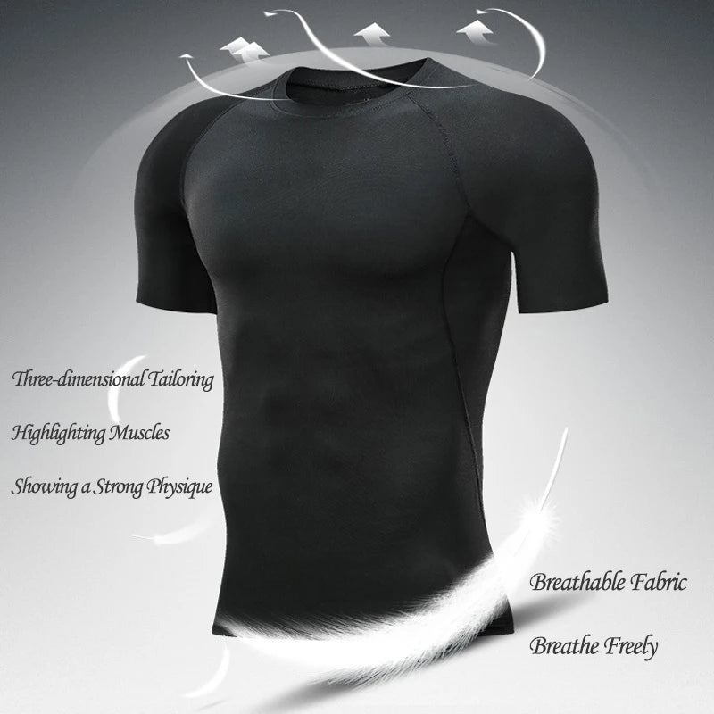 Men's Compression T-Shirt – Breathable, Quick Dry, Printed Sportswear Top - 3KDyn
