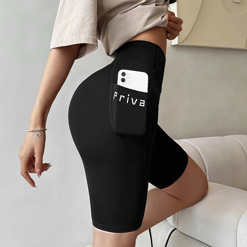 Women Yoga Sports Shorts High Waist Fitness Shorts Casual Streetwear Short Trousers Female Tight Shorts For Ladies Workout Pants - 3KDyn