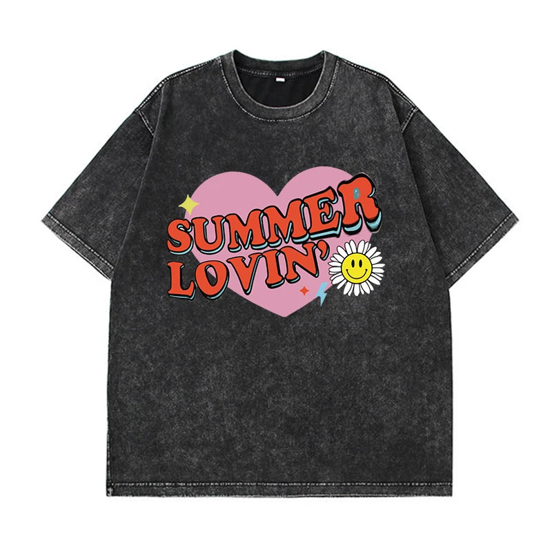Washed Graphic Long Sleeve T-Shirt – Vintage Oversized Streetwear for Women - 3KDyn