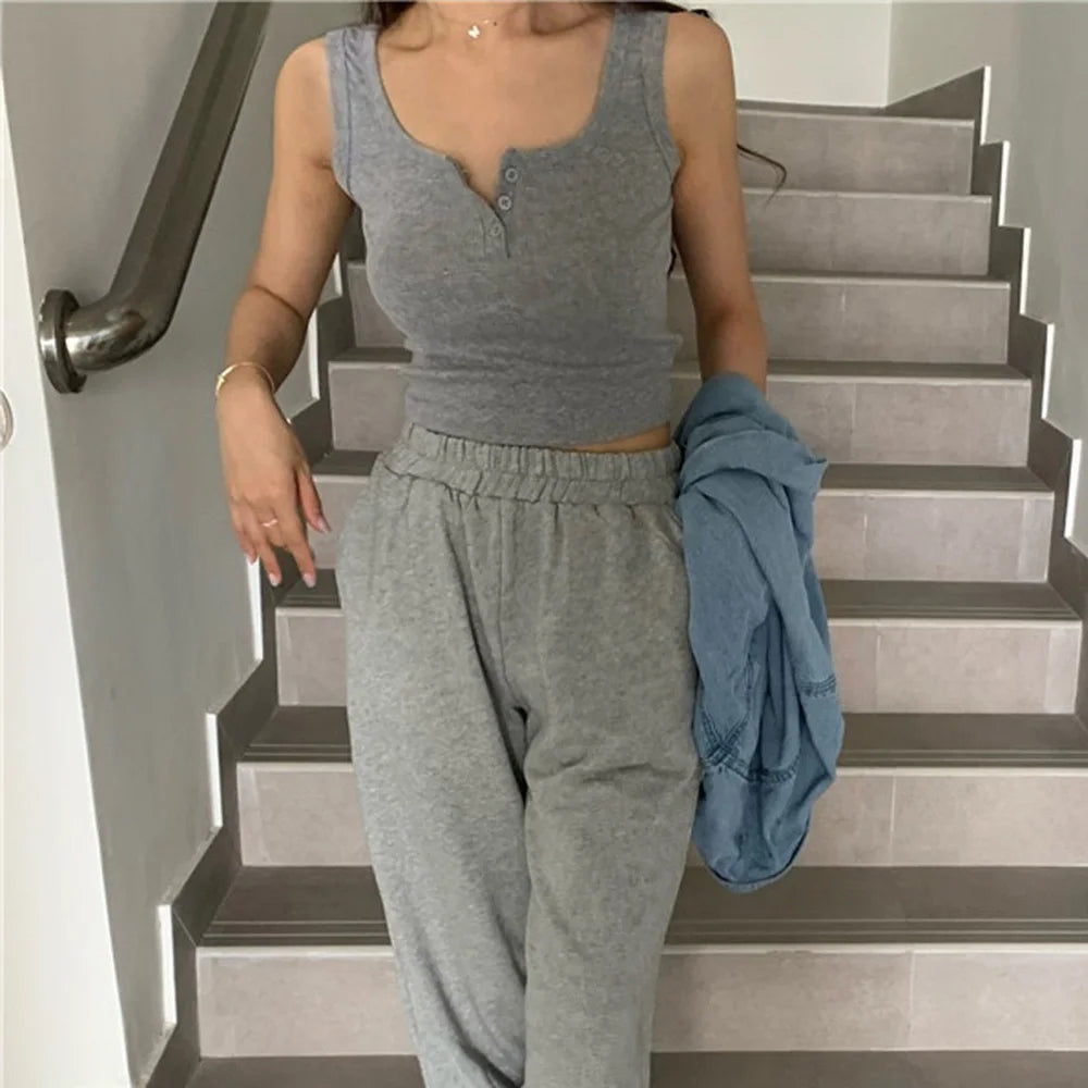 Ribbed Button Down Sleeveless Tank Top for Women – Casual Summer Blouse - 3KDyn