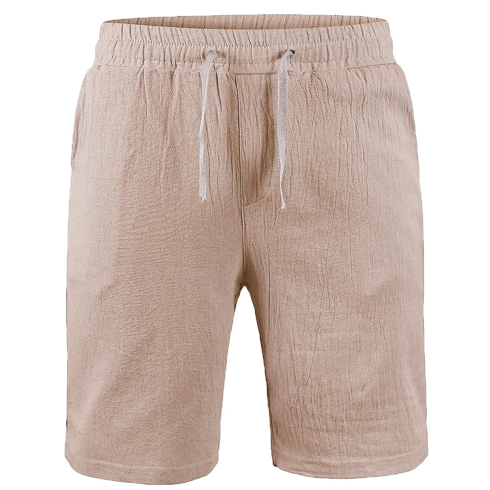 Men's Cotton Linen Shorts – Breathable Casual Summer Shorts with Drawstring Waist - 3KDyn