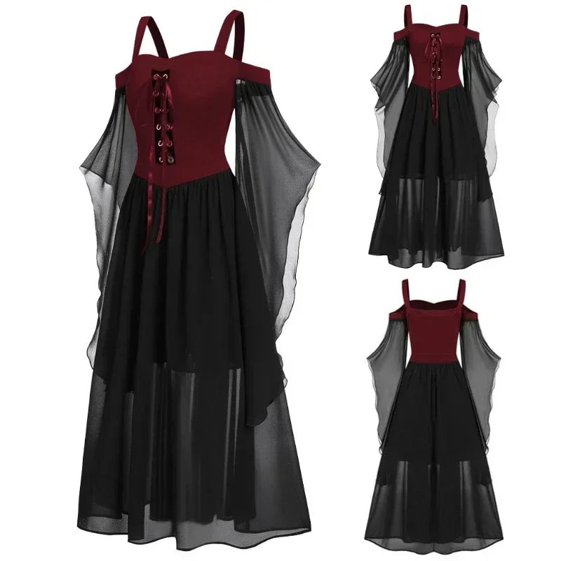 Medieval witch costume dress for women’s cosplay and themed parties