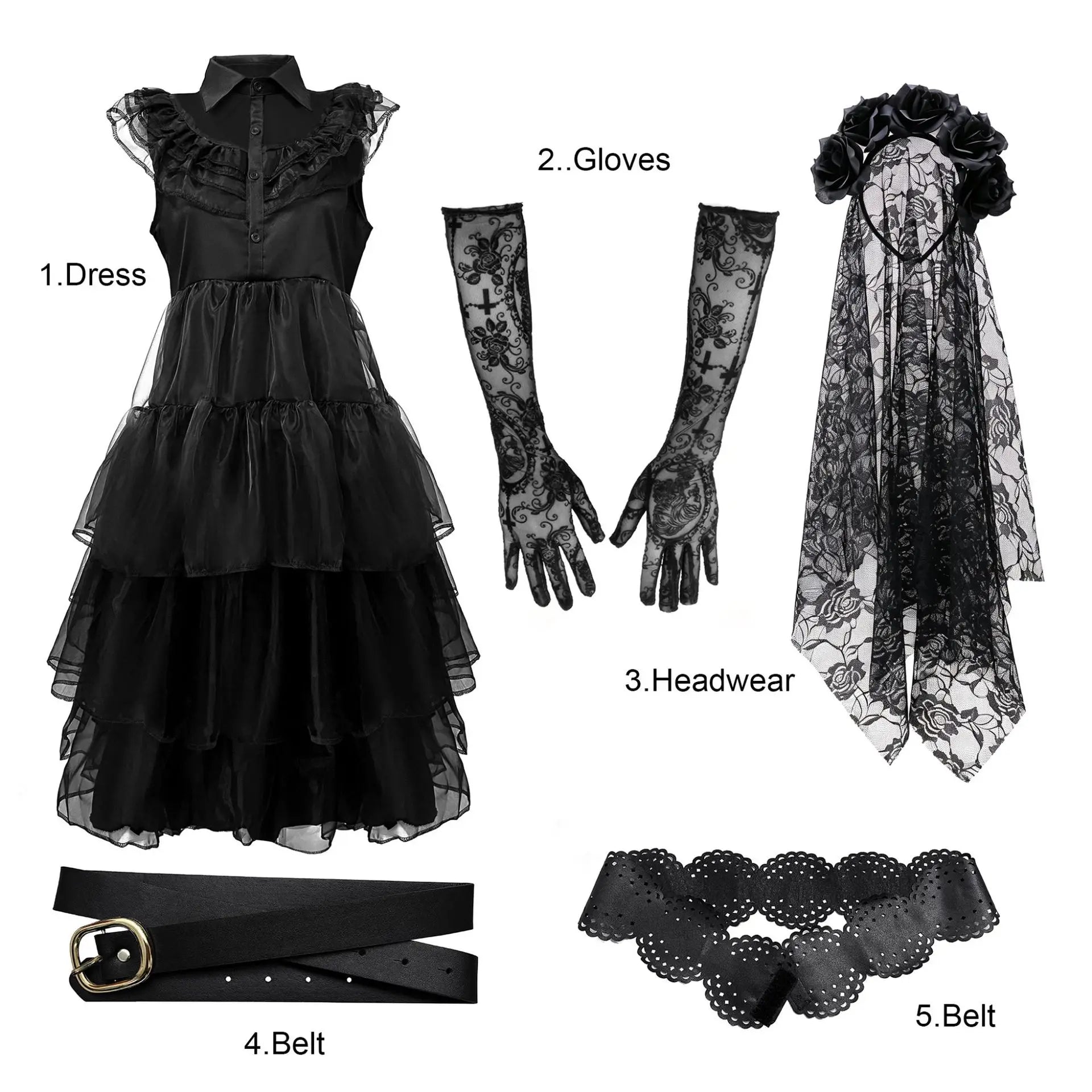Women’s gothic ghost bride costume set – product detail 21