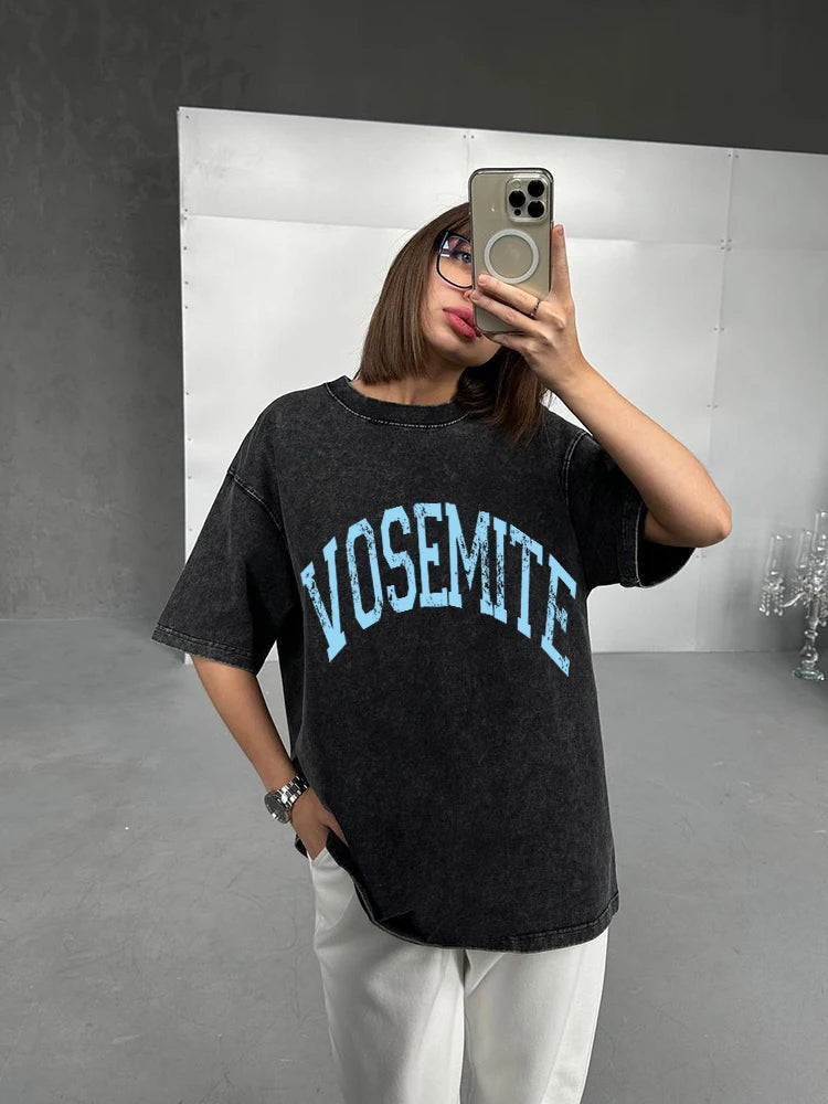 Washed Graphic Long Sleeve T-Shirt – Vintage Oversized Streetwear for Women - 3KDyn