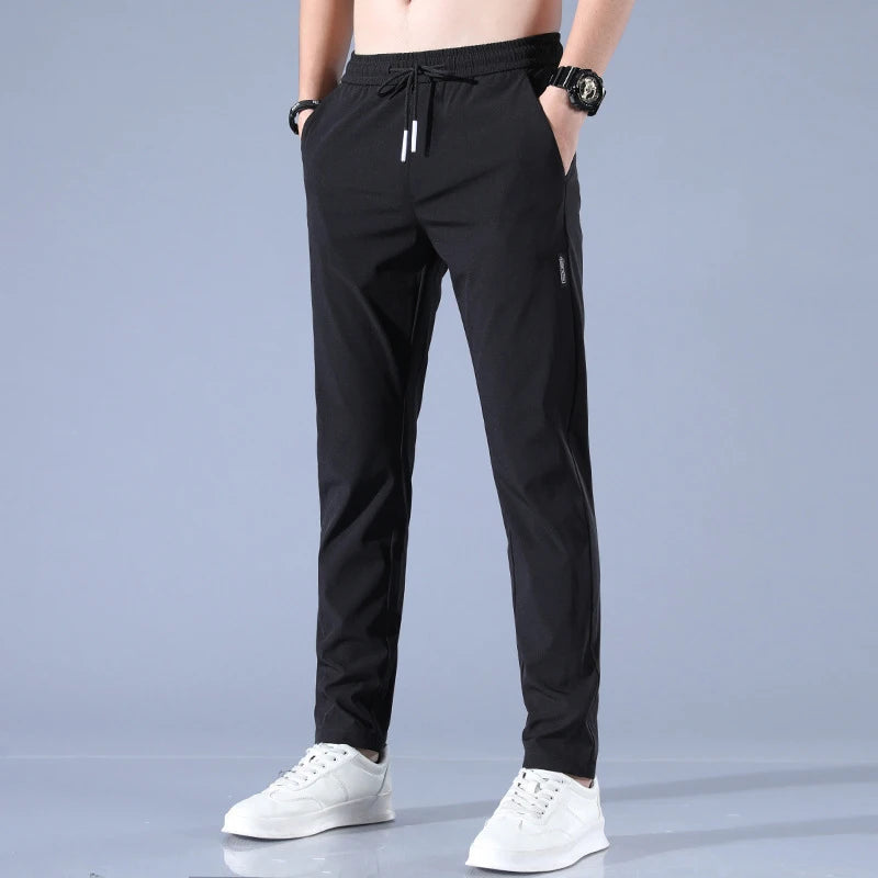 Men’s Lightweight Summer Pants – Breathable Ice Silk, Casual Fit, Elastic Waist - 3KDyn