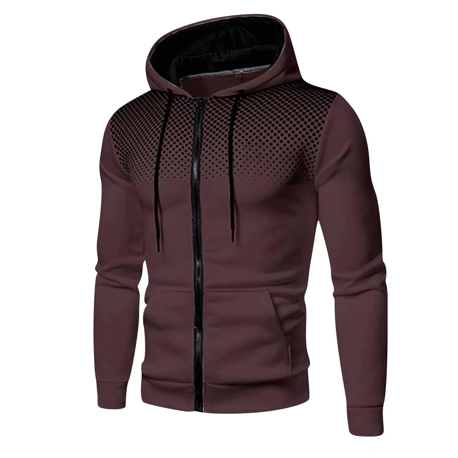 Maroon hoodie with black mesh panels on a white background